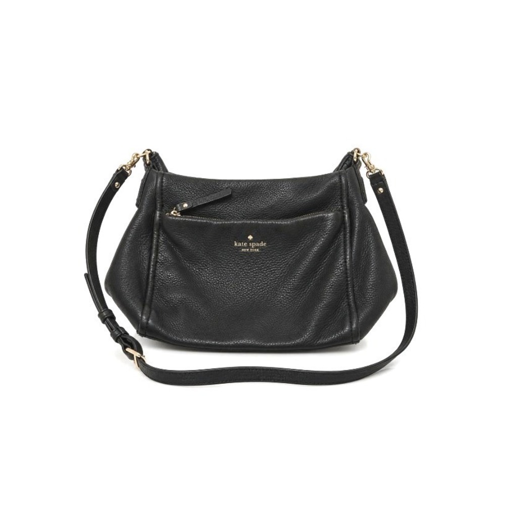 Kate Spade Black Pebbled Caviar Leather Hobo Shoulder Strap Crossbody Bag Purse